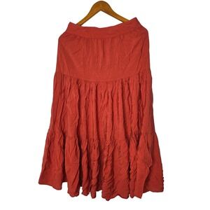 Lauren Conrad LC Tiered Maxi Skirt Rust Orange Gauze Boho Vacation Size S